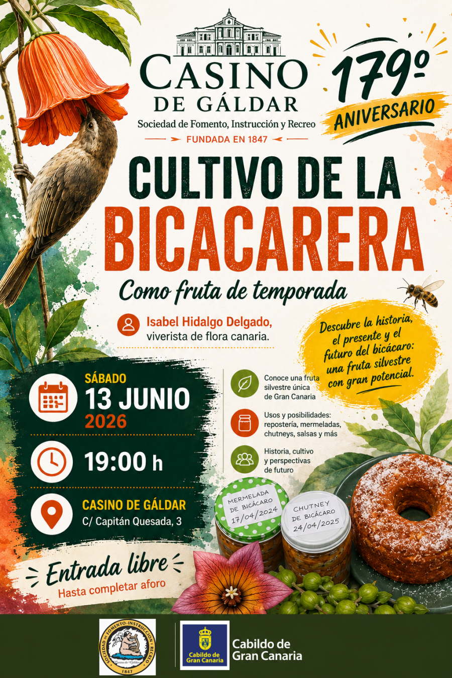 Una charla en el Casino de Gáldar abordará las posibilidades culinarias y agrícolas del bicácaro