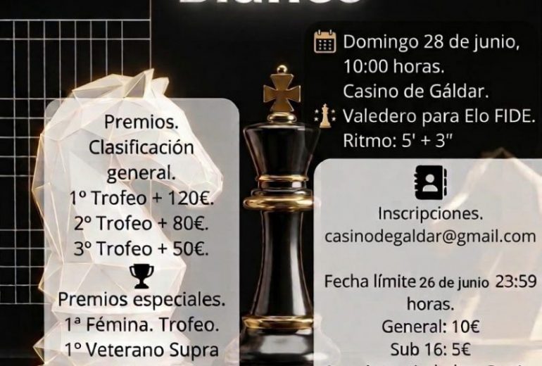El Casino de Gáldar celebra el “Memorial Caballo Blanco” de ajedrez el próximo 28 de junio