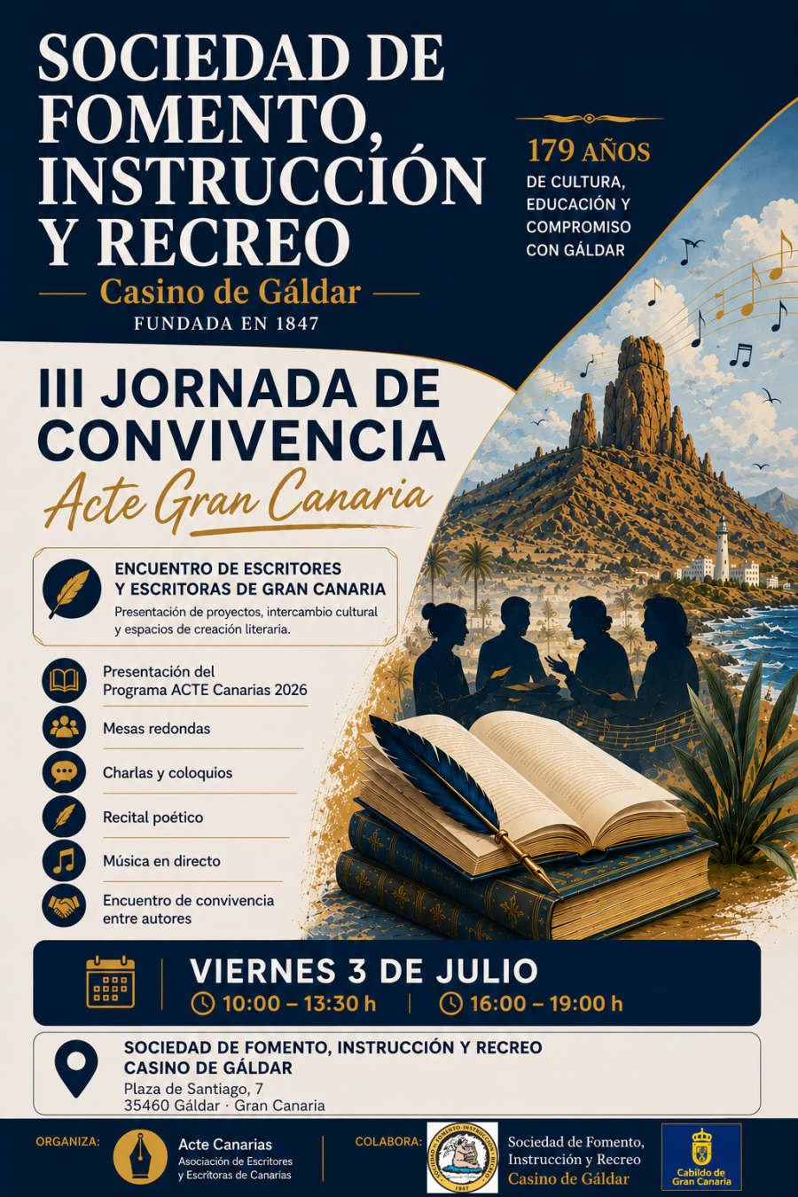 El Casino de Gáldar acoge la III Jornada de Convivencia de ACTE Canarias en el marco de su 179 aniversario