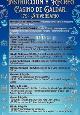 El Casino de Gáldar celebra su 179º Aniversario con un amplio programa cultural, social y deportivo