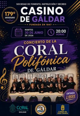 La Coral Polifónica de Gáldar ofrecerá un concierto especial en el Casino de Gálda