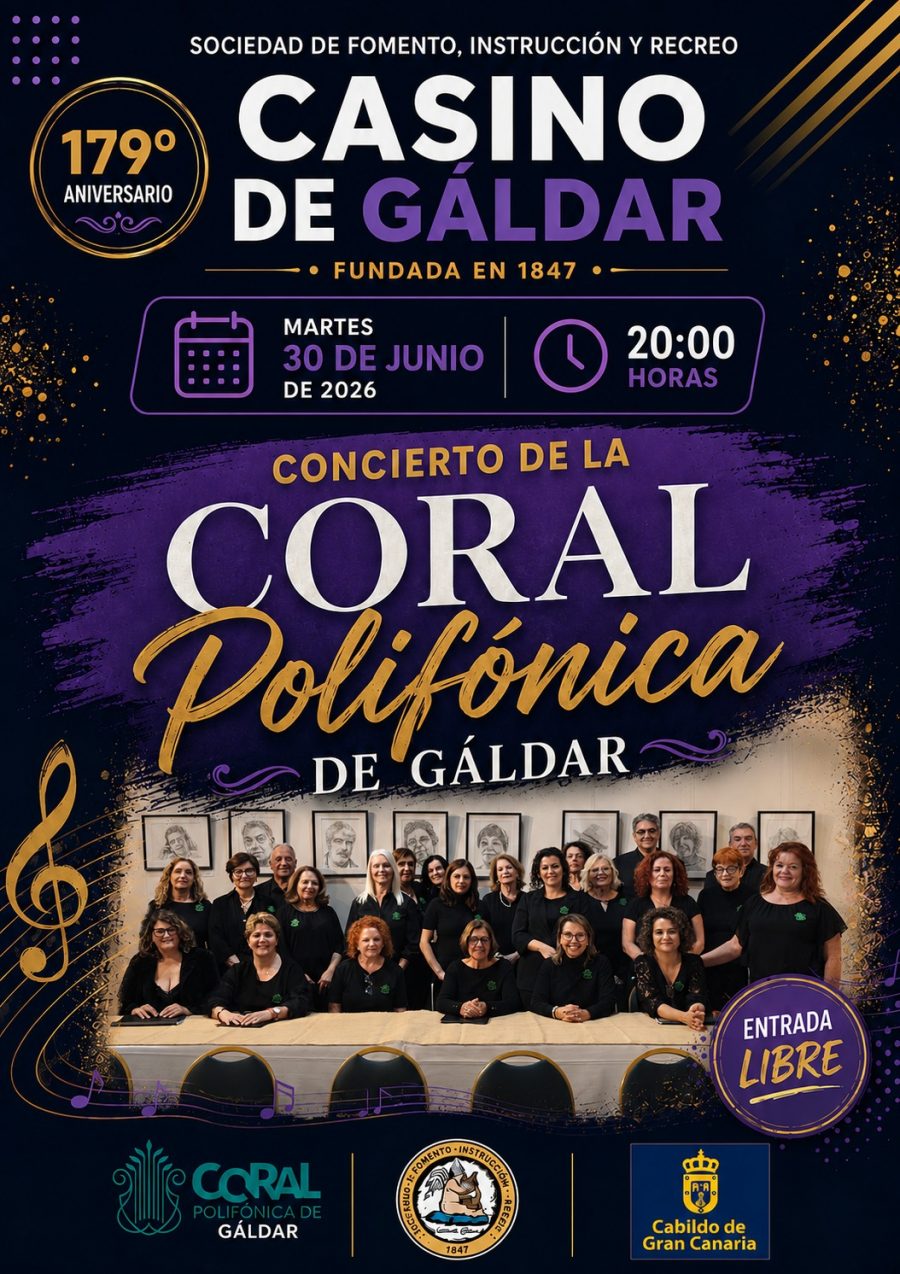 La Coral Polifónica de Gáldar ofrecerá un concierto especial en el Casino de Gálda