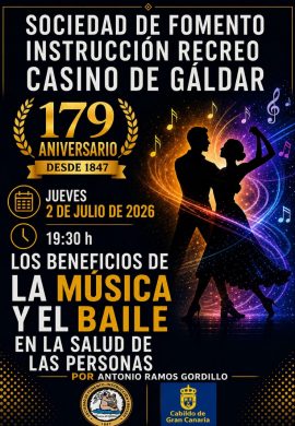 El Casino de Gáldar acoge una charla de Antonio Ramos sobre los beneficios de la música y el baile