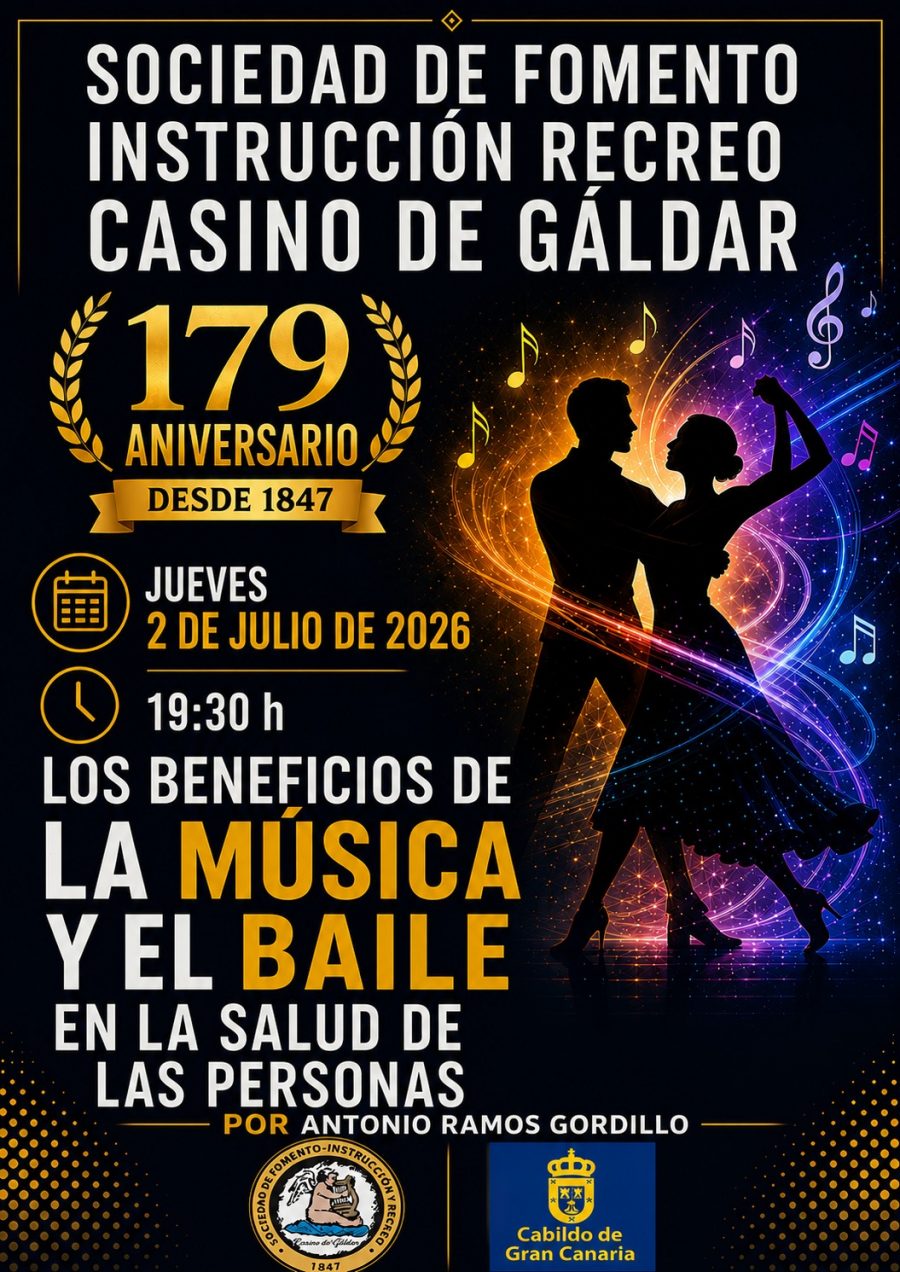 El Casino de Gáldar acoge una charla de Antonio Ramos sobre los beneficios de la música y el baile