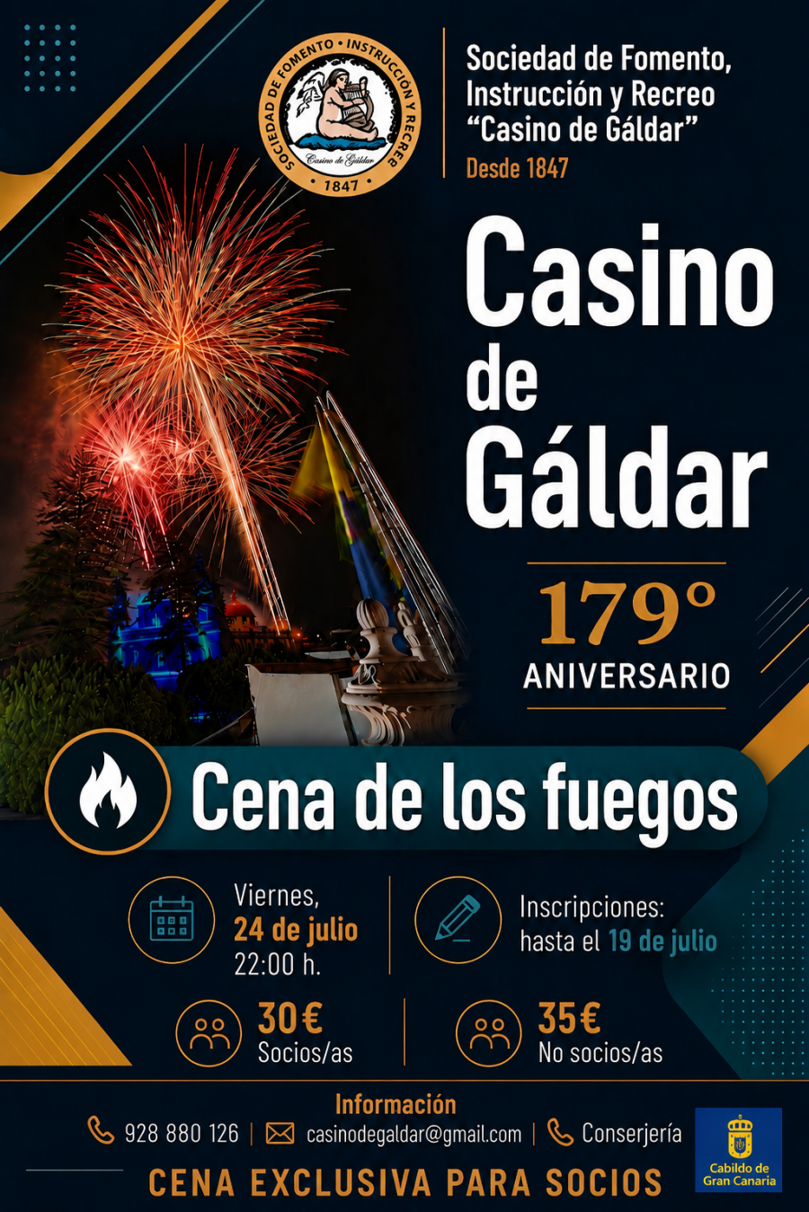 La Cena de los Fuegos regresa al Casino de Gáldar como una de las citas más esperadas de las fiestas de Santiago.
